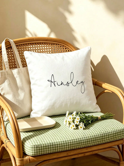 1pc Customizable Name/Date/Photo/Logo DIY Lumbar Pillow Cover, Multiple Colors Available, Fresh And Minimalist Design, Supports Couple Names, Wedding Anniversary, Family Surname, Personalized Nickname