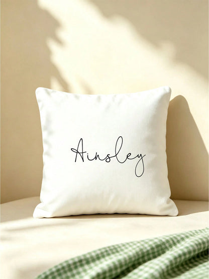 1pc Customizable Name/Date/Photo/Logo DIY Lumbar Pillow Cover, Multiple Colors Available, Fresh And Minimalist Design, Supports Couple Names, Wedding Anniversary, Family Surname, Personalized Nickname