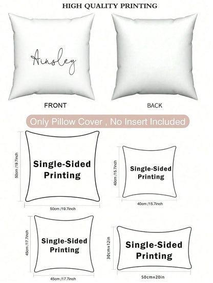 1pc Customizable Name/Date/Photo/Logo DIY Lumbar Pillow Cover, Multiple Colors Available, Fresh And Minimalist Design, Supports Couple Names, Wedding Anniversary, Family Surname, Personalized Nickname