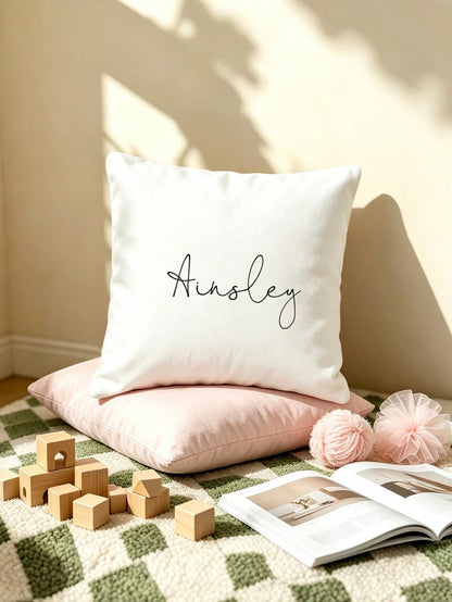 1pc Customizable Name/Date/Photo/Logo DIY Lumbar Pillow Cover, Multiple Colors Available, Fresh And Minimalist Design, Supports Couple Names, Wedding Anniversary, Family Surname, Personalized Nickname