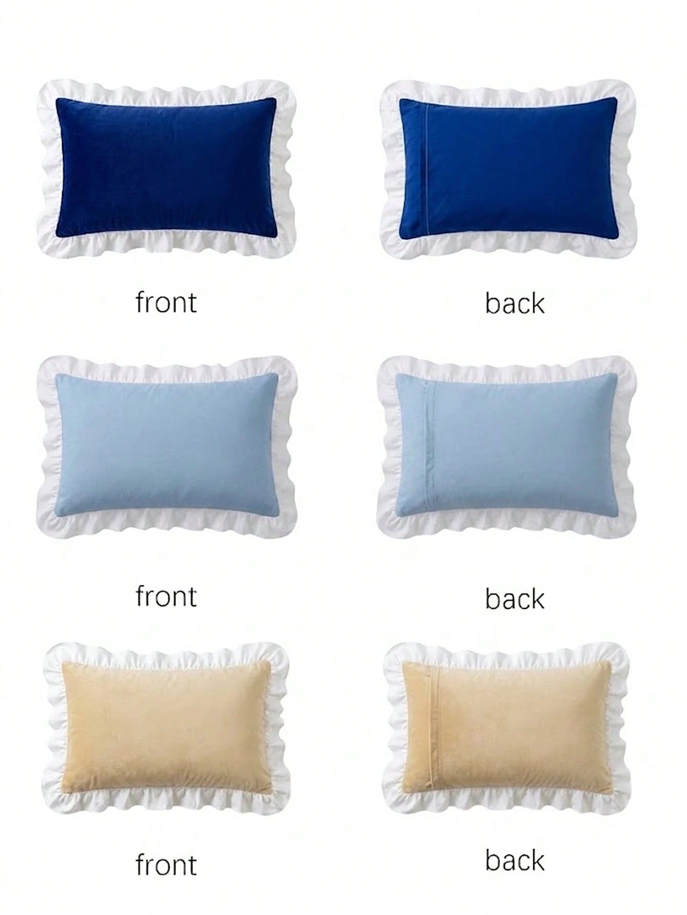 1pc Customized Heat Transfer Lotus Leaf Ruffle Decorative Lumbar Pillow Cover, Rectangular Cushion Case With Hidden Zipper, Suitable For Sofa Bed Guest Room Seasonal Home Refresh, 3 Colors Available