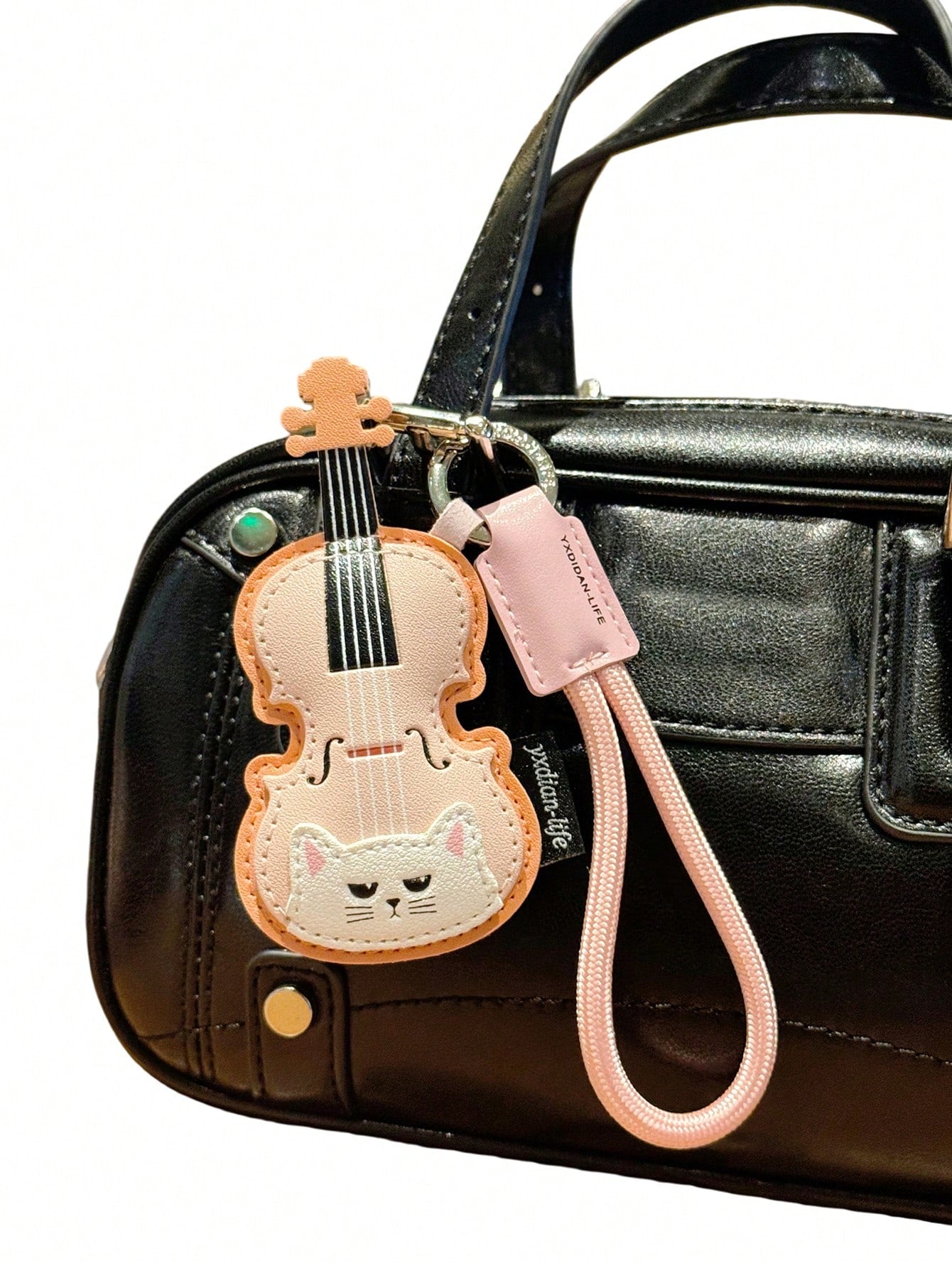1pc Cute Cat Musical Instrument PU Leather Keychain, Violin Piano Guitar Cartoon Pendant, Creative Bag Charm, Accessory, Daily Gift For Best Friend, Music Lover, Birthday, Holiday