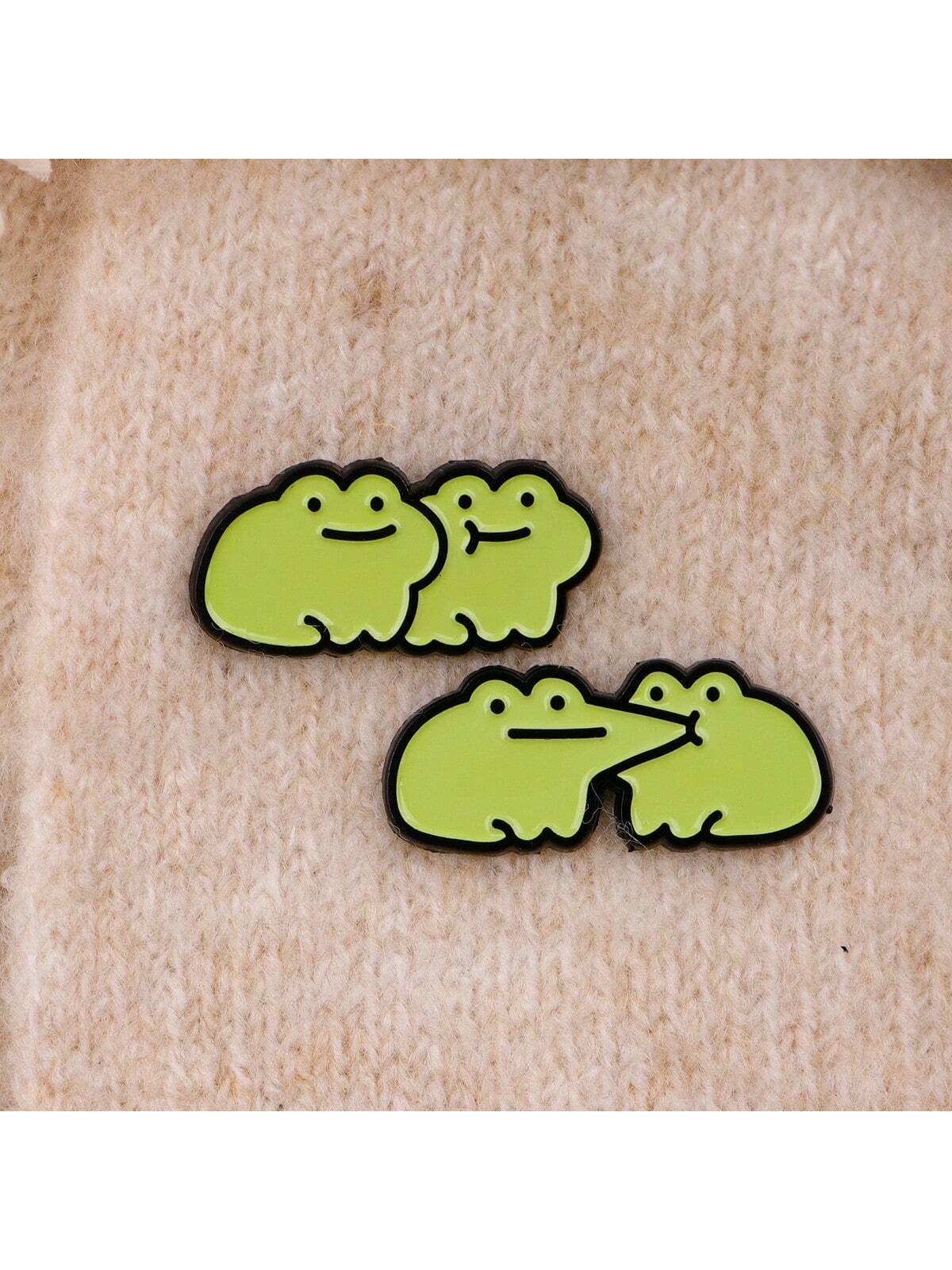 1pc Cute Frog Enamel Brooch- Lovely Badge For Backpacks And Clothes Dress Accessories Pin For Clothes Bag Charm School Office Accessories Shirts Jacket Jewelry Christmas Halloween Clothes Pin Funny T
