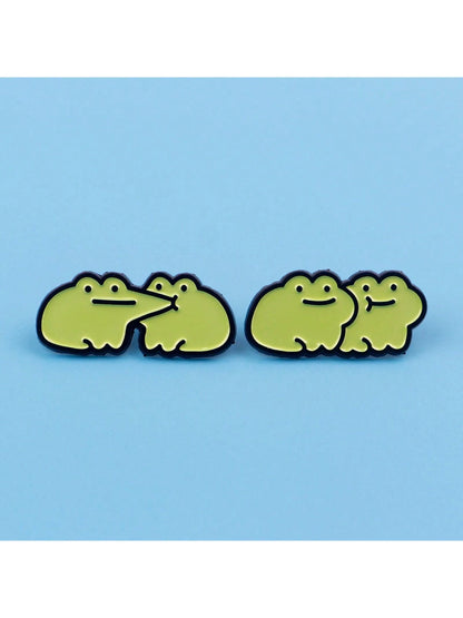 1pc Cute Frog Enamel Brooch- Lovely Badge For Backpacks And Clothes Dress Accessories Pin For Clothes Bag Charm School Office Accessories Shirts Jacket Jewelry Christmas Halloween Clothes Pin Funny T
