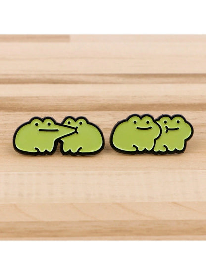 1pc Cute Frog Enamel Brooch- Lovely Badge For Backpacks And Clothes Dress Accessories Pin For Clothes Bag Charm School Office Accessories Shirts Jacket Jewelry Christmas Halloween Clothes Pin Funny T