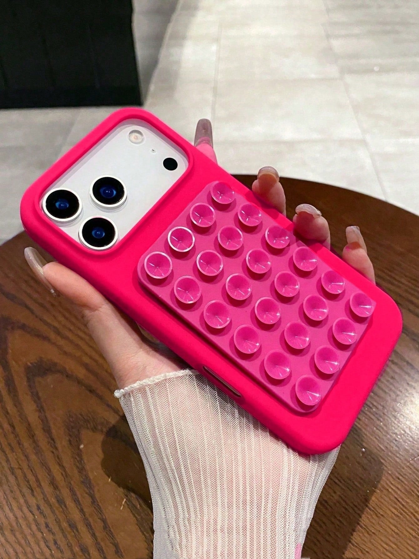 1pc Cute Functional Summer Dopamine Color Suction Cup Holder Cute Liquid Silicone Phone Case Compatible With IPhone 18 Pro Max 17 Air 16 15 14 13 12 11 Pro Max Plus Soft Back Cover