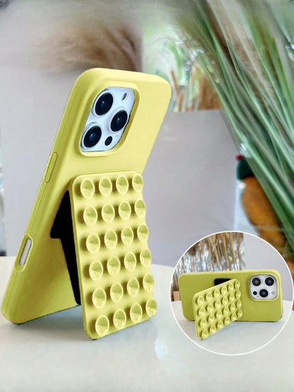 1pc Cute Functional Summer Dopamine Color Suction Cup Holder Cute Liquid Silicone Phone Case Compatible With IPhone 18 Pro Max 17 Air 16 15 14 13 12 11 Pro Max Plus Soft Back Cover