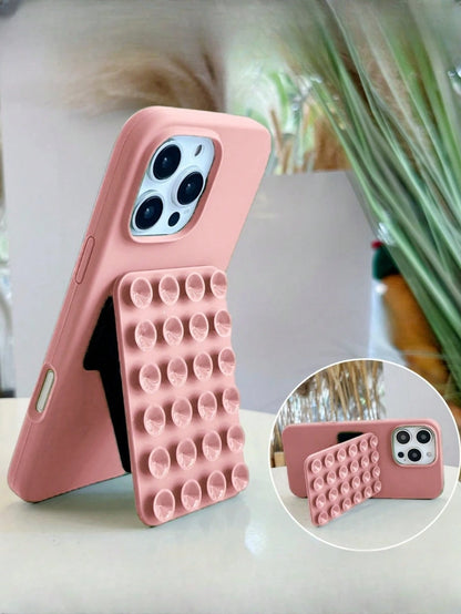 1pc Cute Functional Summer Dopamine Color Suction Cup Holder Cute Liquid Silicone Phone Case Compatible With IPhone 18 Pro Max 17 Air 16 15 14 13 12 11 Pro Max Plus Soft Back Cover