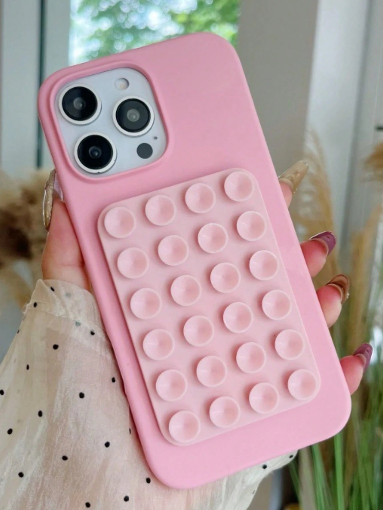 1pc Cute Functional Summer Dopamine Color Suction Cup Holder Cute Liquid Silicone Phone Case Compatible With IPhone 18 Pro Max 17 Air 16 15 14 13 12 11 Pro Max Plus Soft Back Cover