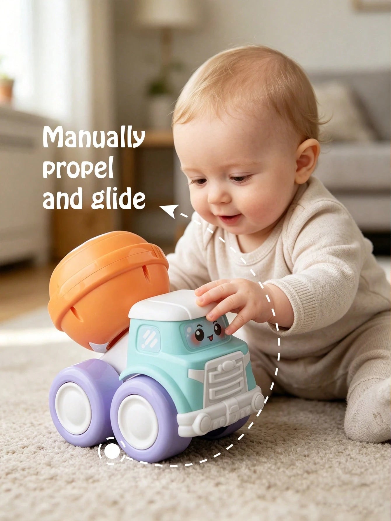1pc Cute Music Truck Toy, Suitable For Babies, Featuring Piano, Guitar And Drum Functions, Excellent Early Education Sensory Friction Powered Vehicle, Toddler Gift