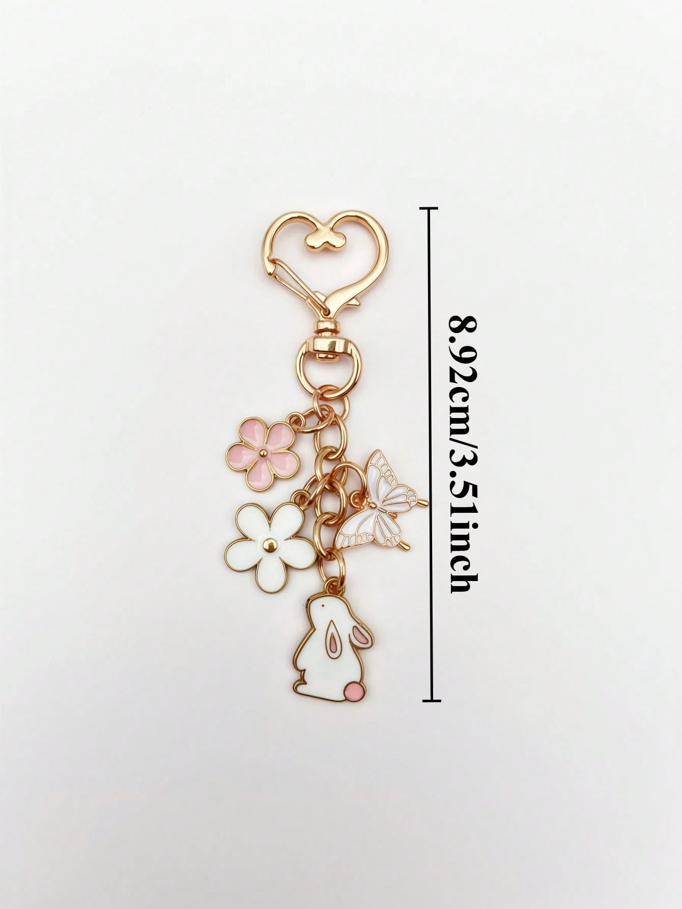 1pc Cute Rabbit & Butterfly Bag Charm, Fashionable Versatile Car Key Accessory, Simple Fresh Women's Bag Accessory, Pink Keychain For Women, Room Decor, Essential Holiday Travel Accessory, Gift For Fr