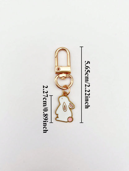 1pc Cute Rabbit & Butterfly Bag Charm, Fashionable Versatile Car Key Accessory, Simple Fresh Women's Bag Accessory, Pink Keychain For Women, Room Decor, Essential Holiday Travel Accessory, Gift For Fr