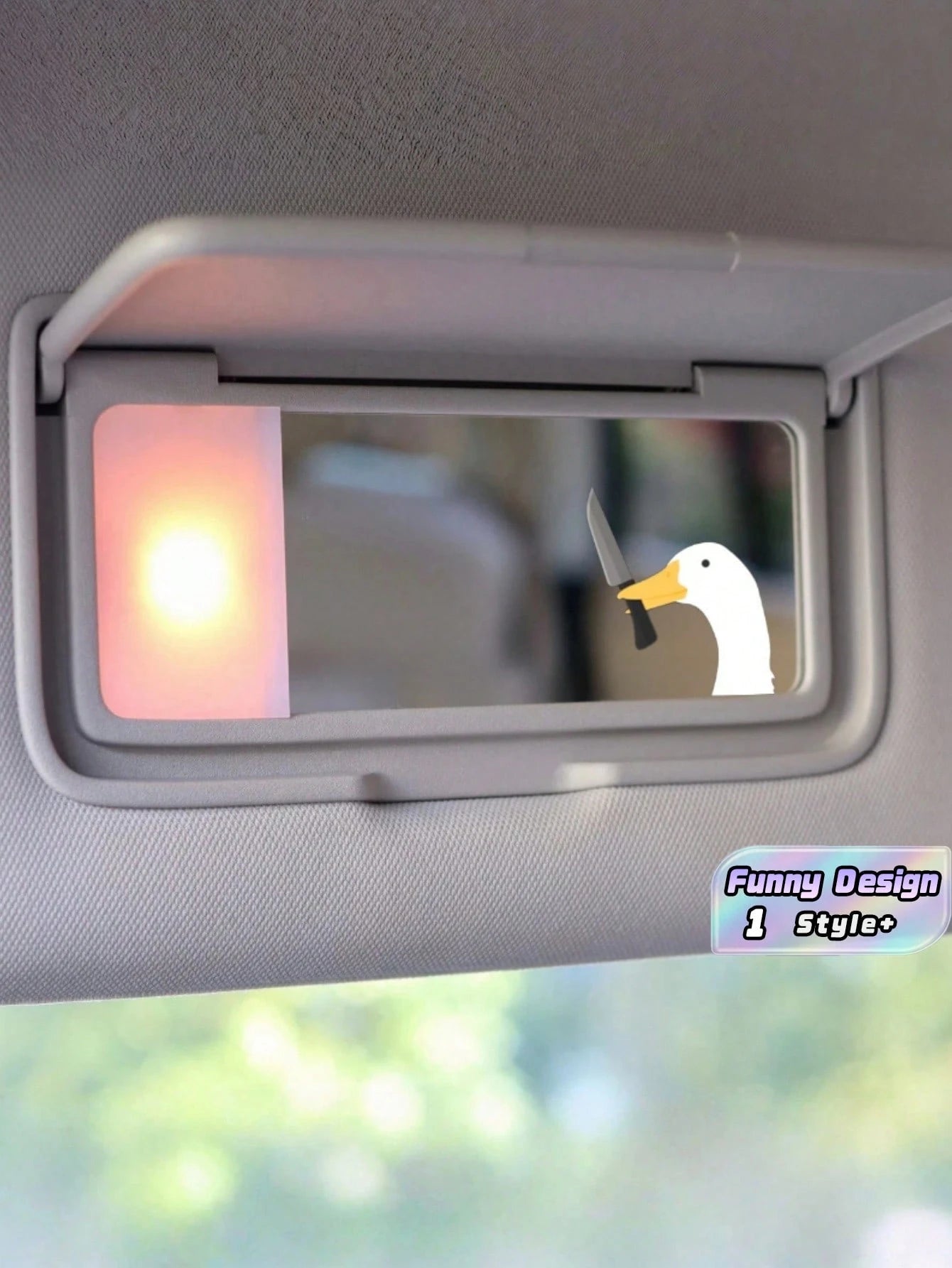 1PC Cute Silly Goose Vinyl Waterproof UV Resistant Durable Rearview Mirror Sticker Car Decal Bumper Sticker For Auto Truck Vehicle Side Window Laptop Helmet Decoration Accessory Funny Novelty Gift For