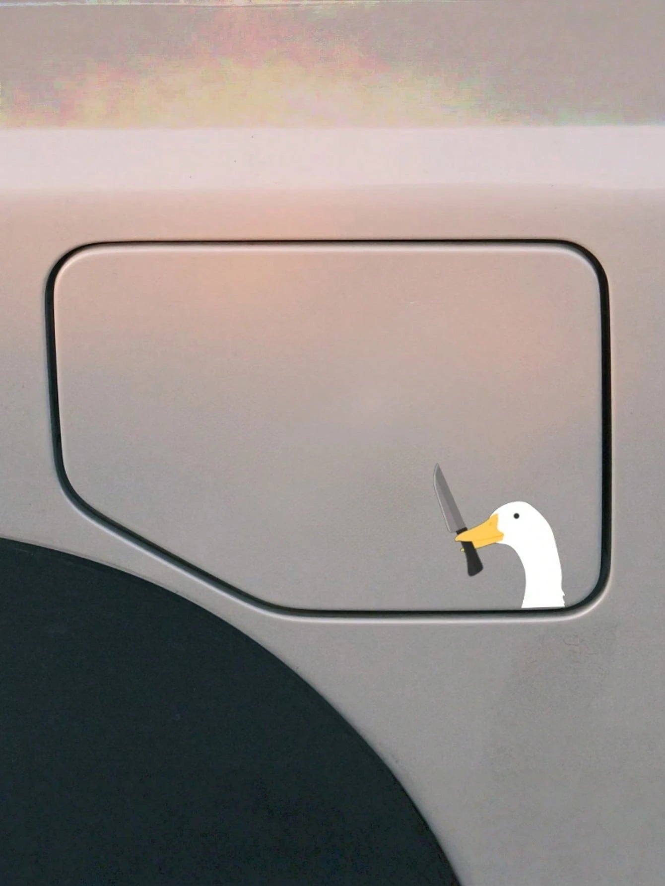 1PC Cute Silly Goose Vinyl Waterproof UV Resistant Durable Rearview Mirror Sticker Car Decal Bumper Sticker For Auto Truck Vehicle Side Window Laptop Helmet Decoration Accessory Funny Novelty Gift For