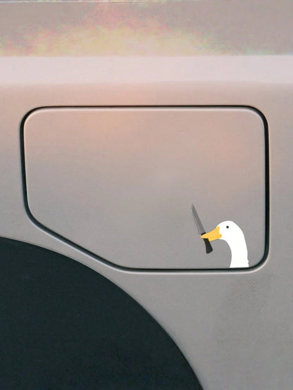 1PC Cute Silly Goose Vinyl Waterproof UV Resistant Durable Rearview Mirror Sticker Car Decal Bumper Sticker For Auto Truck Vehicle Side Window Laptop Helmet Decoration Accessory Funny Novelty Gift For
