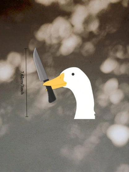 1PC Cute Silly Goose Vinyl Waterproof UV Resistant Durable Rearview Mirror Sticker Car Decal Bumper Sticker For Auto Truck Vehicle Side Window Laptop Helmet Decoration Accessory Funny Novelty Gift For