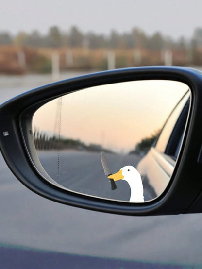 1PC Cute Silly Goose Vinyl Waterproof UV Resistant Durable Rearview Mirror Sticker Car Decal Bumper Sticker For Auto Truck Vehicle Side Window Laptop Helmet Decoration Accessory Funny Novelty Gift For