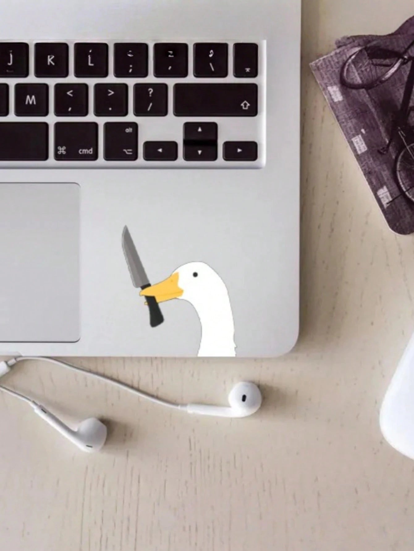 1PC Cute Silly Goose Vinyl Waterproof UV Resistant Durable Rearview Mirror Sticker Car Decal Bumper Sticker For Auto Truck Vehicle Side Window Laptop Helmet Decoration Accessory Funny Novelty Gift For