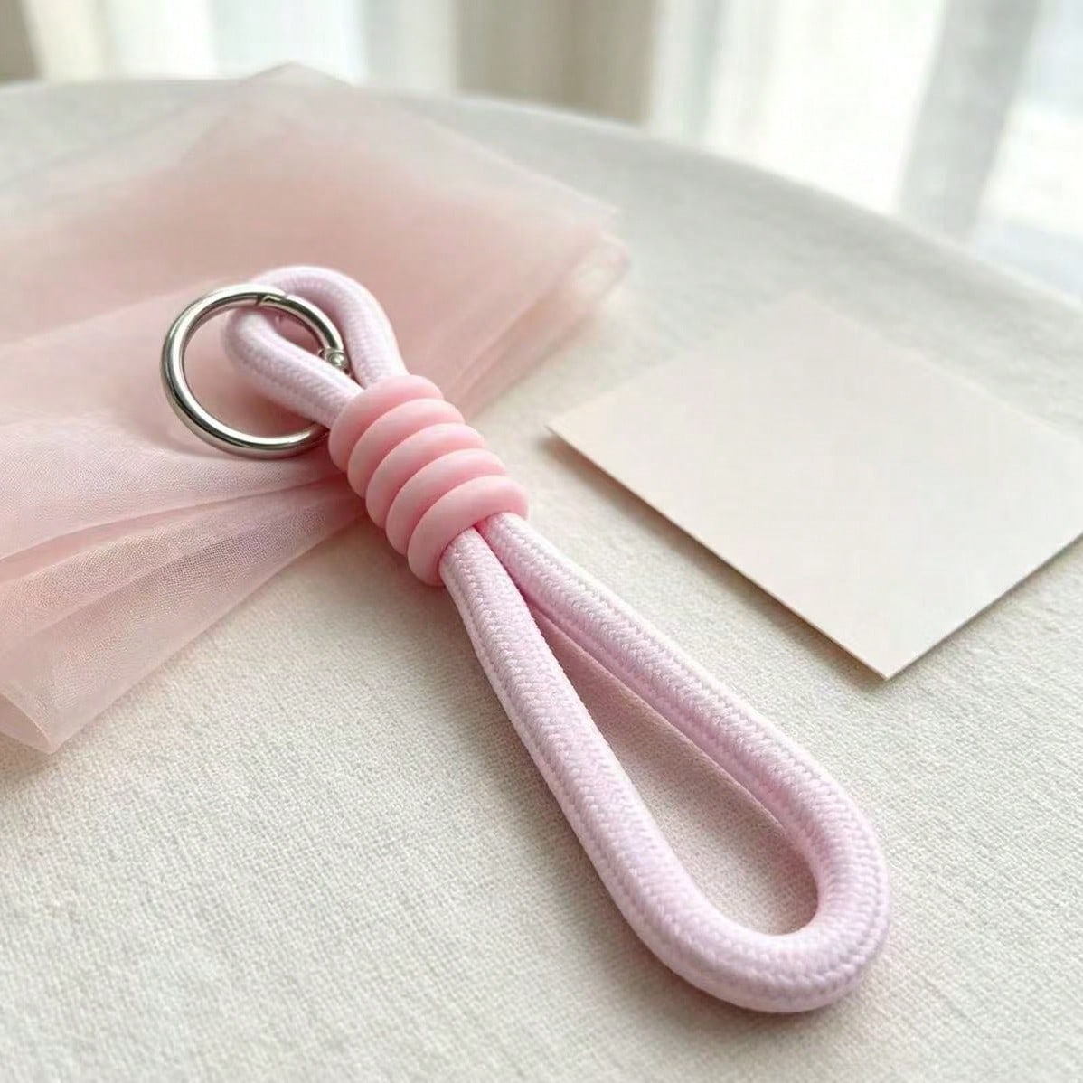 1pc, Cute Woven Wristband Key Lanyard, Simple Knotted Hand Lanyard With Metal Spring Ring, Fashionable And Portable Accessory, Suitable For Keys And Bag Charms, Lightweight Decorative Lanyard.