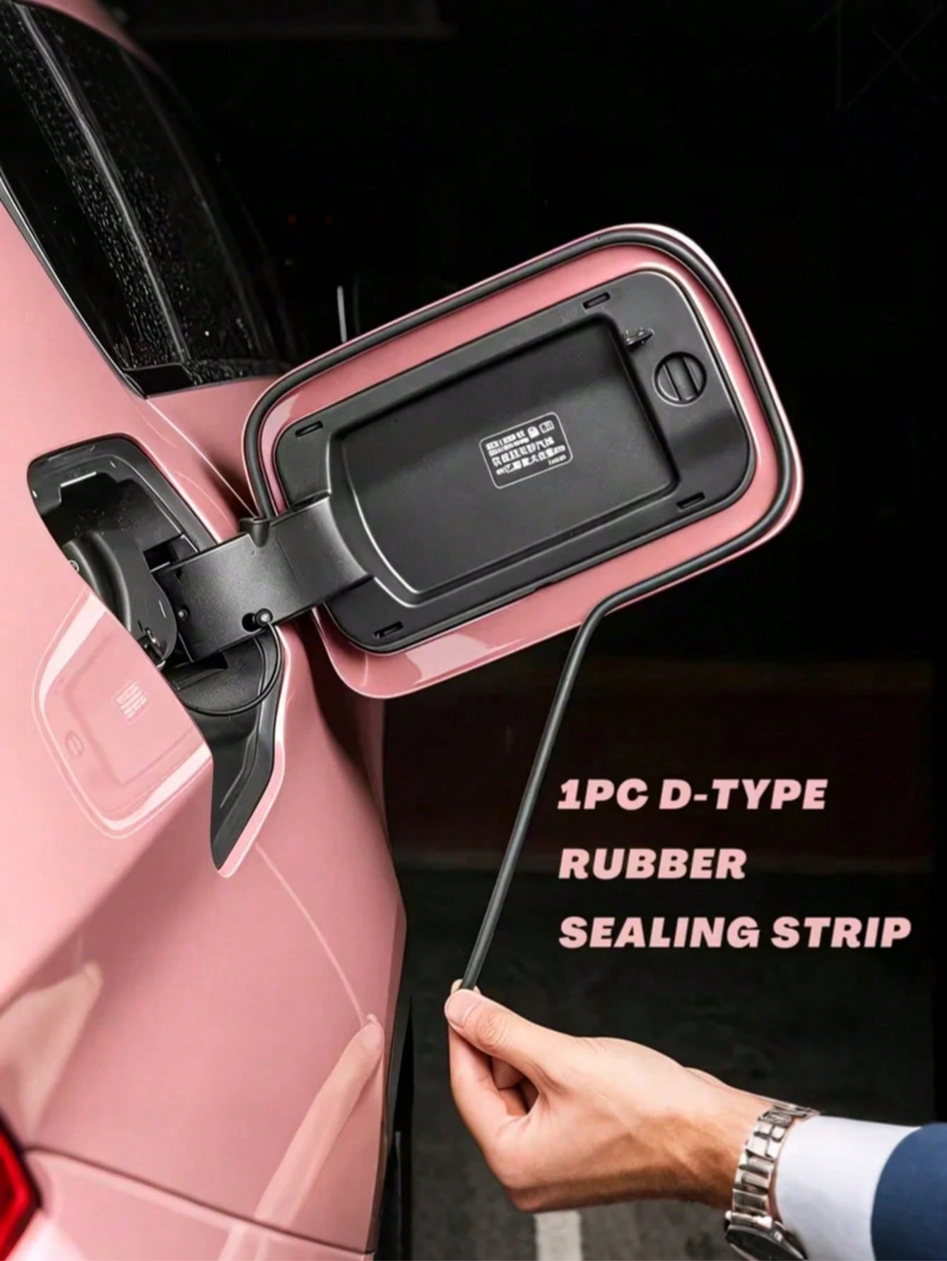 1pc D-Type Rubber Sealing Strip, Self-Adhesive Car Fuel Tank And Charging Port Cover Dustproof Seal, Can Be Cut And Installed Easily, Flexible Household Gap Seal, Waterproof Strip For Car Doors, Windo