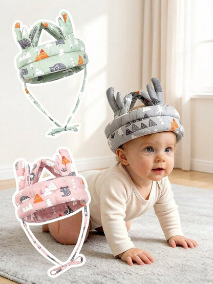 1pc Deer Horn Shaped Baby Anti-Collision Helmet, Toddler Anti-Fall Head Protection Cap, Breathable Washable All Season Essential For Baby Crawling And Walking