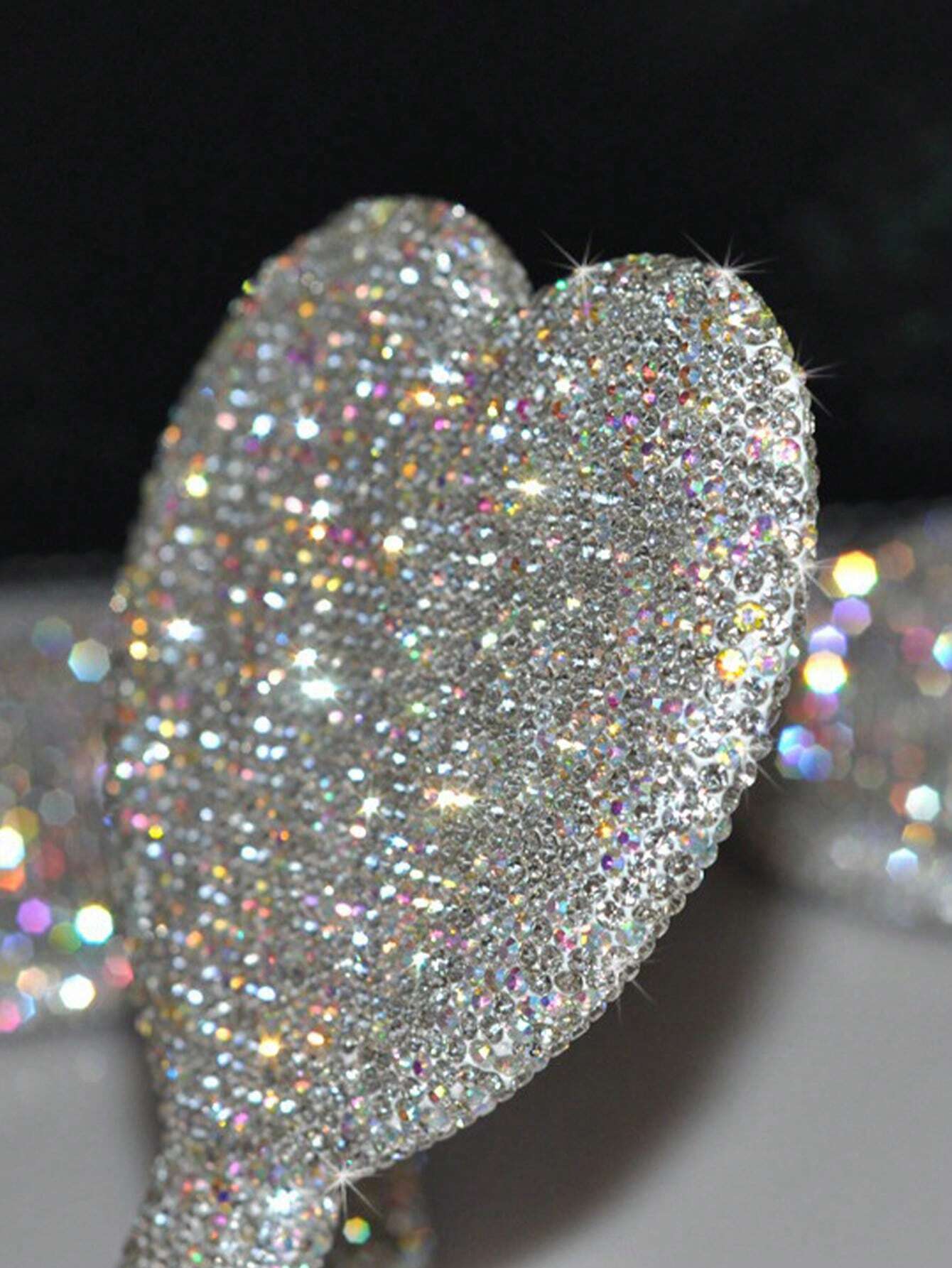 1pc Diamond-Encrusted Heart Shaped Makeup Mirror, Luxury Sparkling Crystal Rhinestone Vanity Mirror, Suitable For Travel, Home Or Gift,Makeup,Cheap,Room Decor,Vanity,Travel,Bedroom,Makeup Accessories