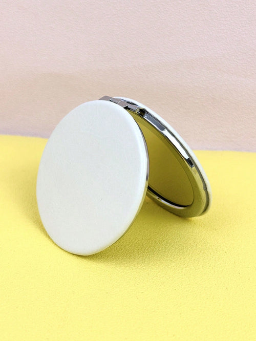 1pc DIY White Leather Round Double-Sided Makeup Mirror,Makeup,Cheap,Room Decor,Vanity,Travel,Bedroom,Makeup Accessories,Mirror,Vanity Mirror,Mini Mirror,Compact Mirror,Mirror Small,Hand Mirror,Cheap,S