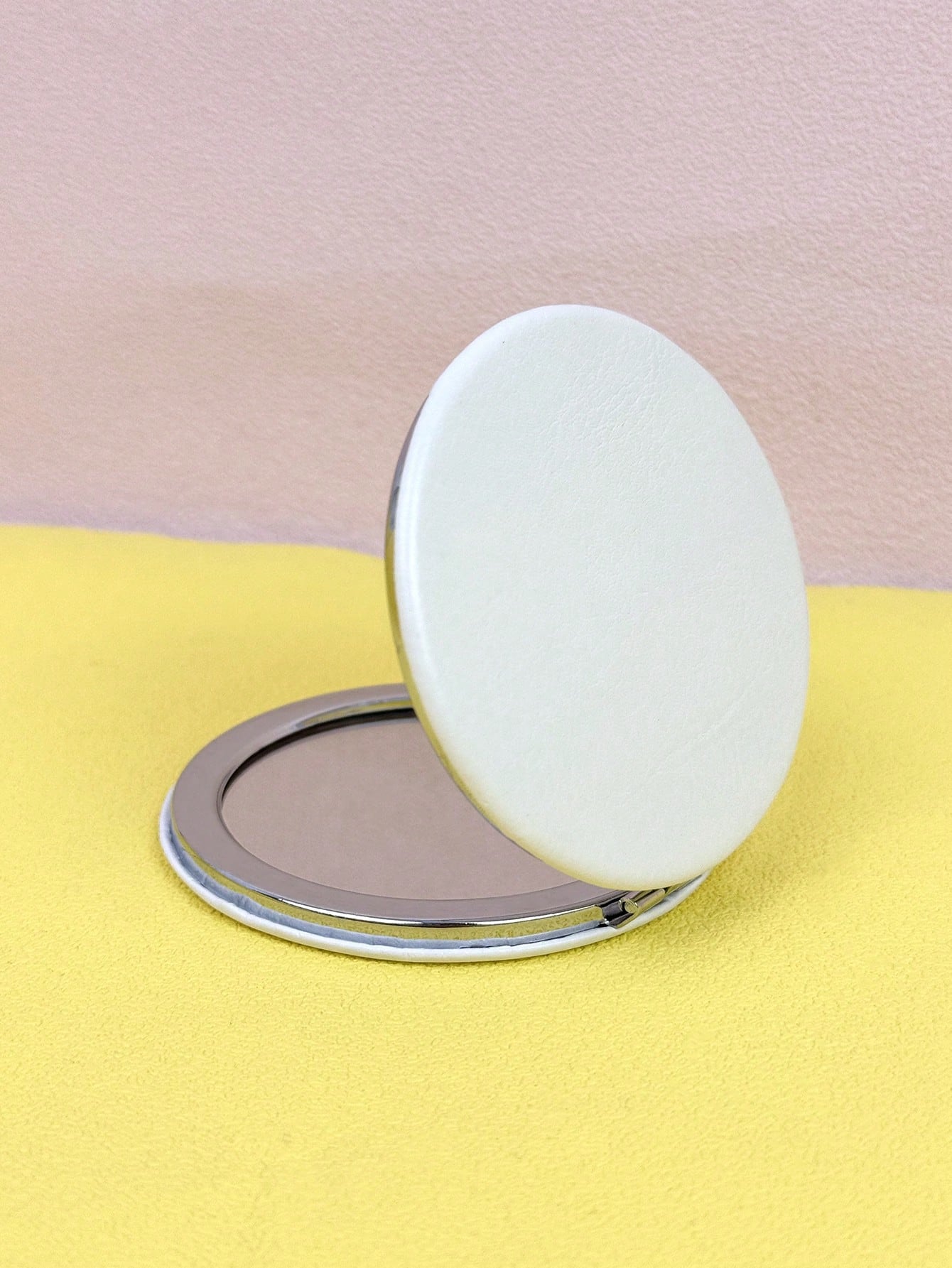 1pc DIY White Leather Round Double-Sided Makeup Mirror,Makeup,Cheap,Room Decor,Vanity,Travel,Bedroom,Makeup Accessories,Mirror,Vanity Mirror,Mini Mirror,Compact Mirror,Mirror Small,Hand Mirror,Cheap,S