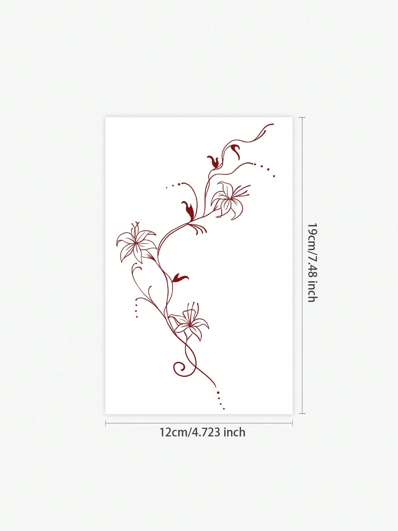 1pc East Asian Art Style Red Flower Temporary Tattoo Sticker, Waterproof, Sweatproof, Disposable Use, Arm/Back Adhesive, Suitable For Fashionable People's Daily Use