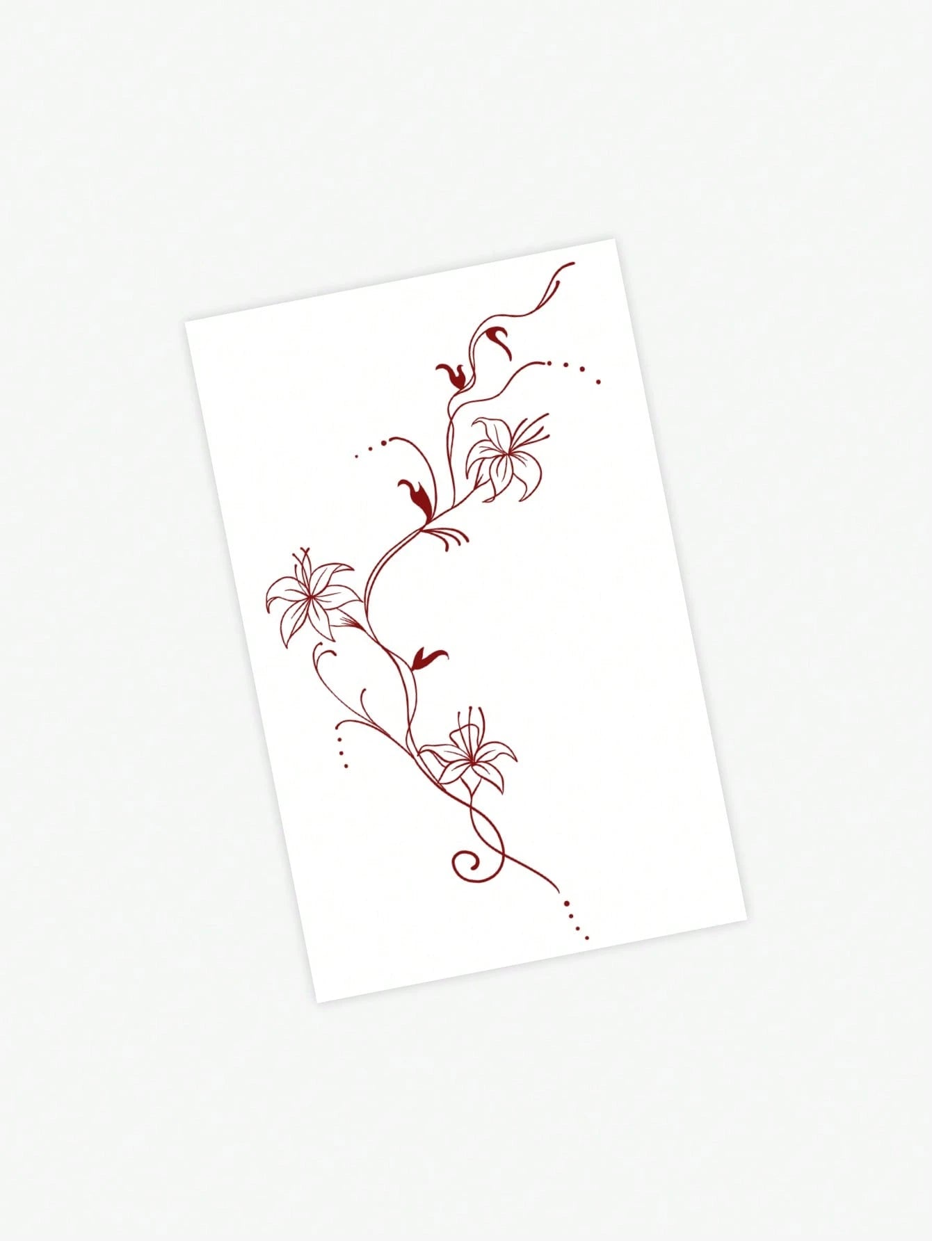 1pc East Asian Art Style Red Flower Temporary Tattoo Sticker, Waterproof, Sweatproof, Disposable Use, Arm/Back Adhesive, Suitable For Fashionable People's Daily Use