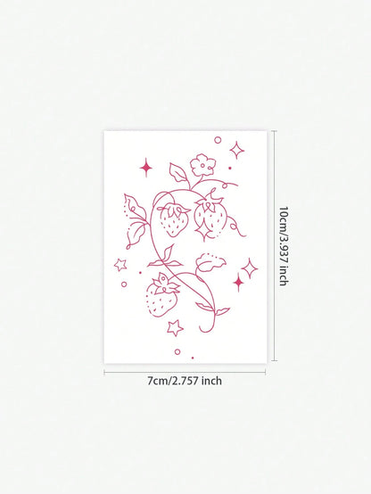 1pc East Asian Art Style Red Flower Temporary Tattoo Sticker, Waterproof, Sweatproof, Disposable Use, Arm/Back Adhesive, Suitable For Fashionable People's Daily Use