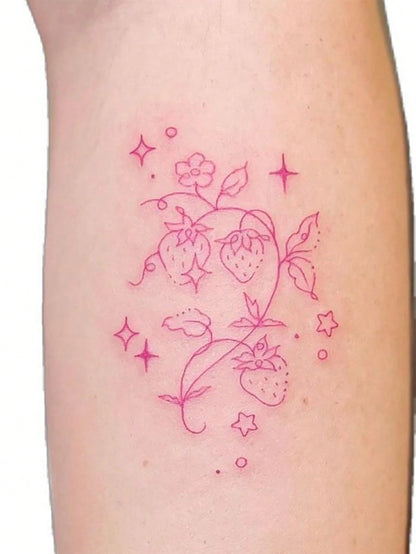 1pc East Asian Art Style Red Flower Temporary Tattoo Sticker, Waterproof, Sweatproof, Disposable Use, Arm/Back Adhesive, Suitable For Fashionable People's Daily Use