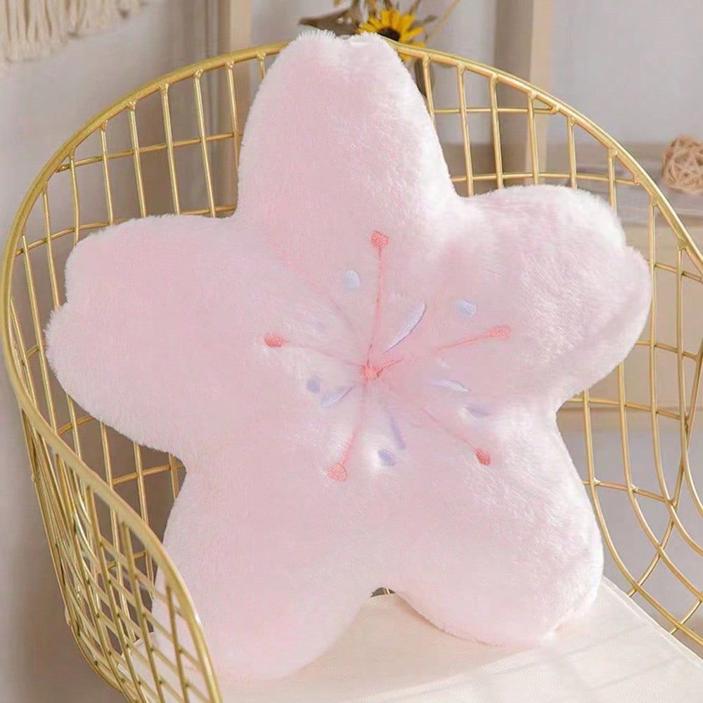 1pc Elegant Home Decor: Colorful Cherry Blossom Shaped Throw Pillow Adds Soft And Charming Atmosphere To Your Living Space.