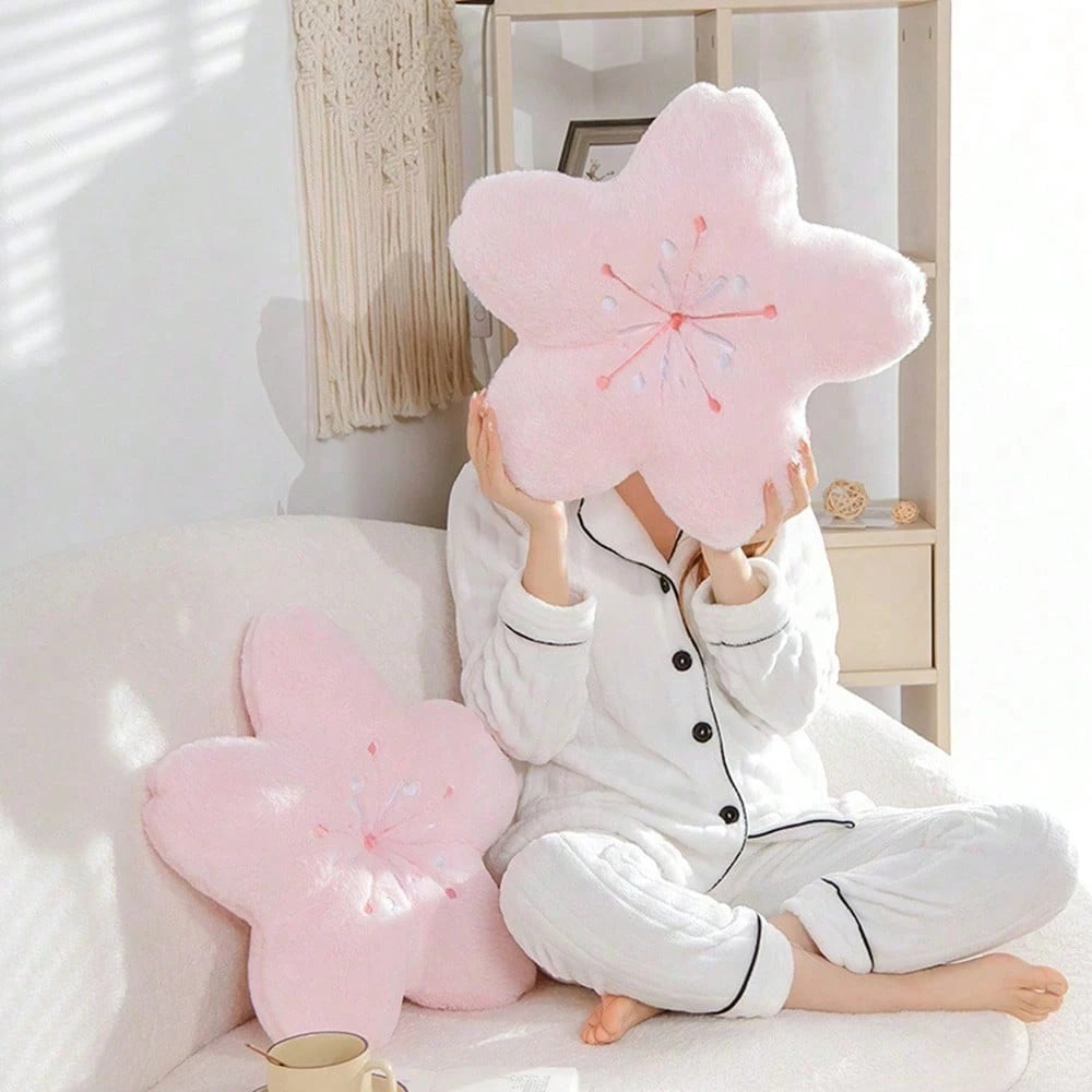 1pc Elegant Home Decor: Colorful Cherry Blossom Shaped Throw Pillow Adds Soft And Charming Atmosphere To Your Living Space.