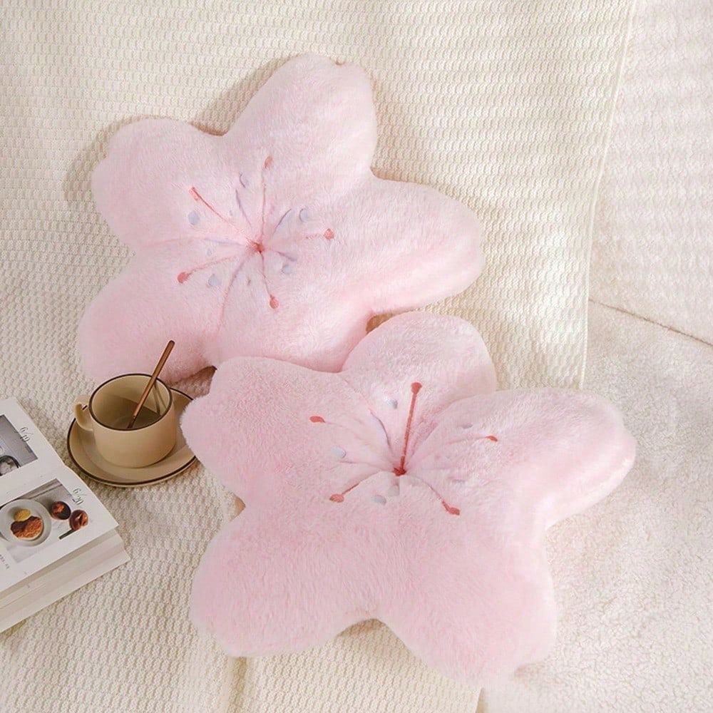 1pc Elegant Home Decor: Colorful Cherry Blossom Shaped Throw Pillow Adds Soft And Charming Atmosphere To Your Living Space.