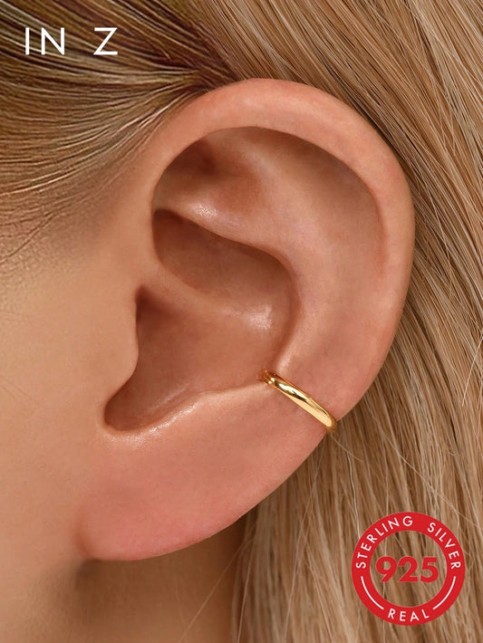 1pc Elegant Minimalist Seashell Ear Clip Earrings, 925 Sterling Silver Material, Low Allergy, Suitable For Women's Daily Wear