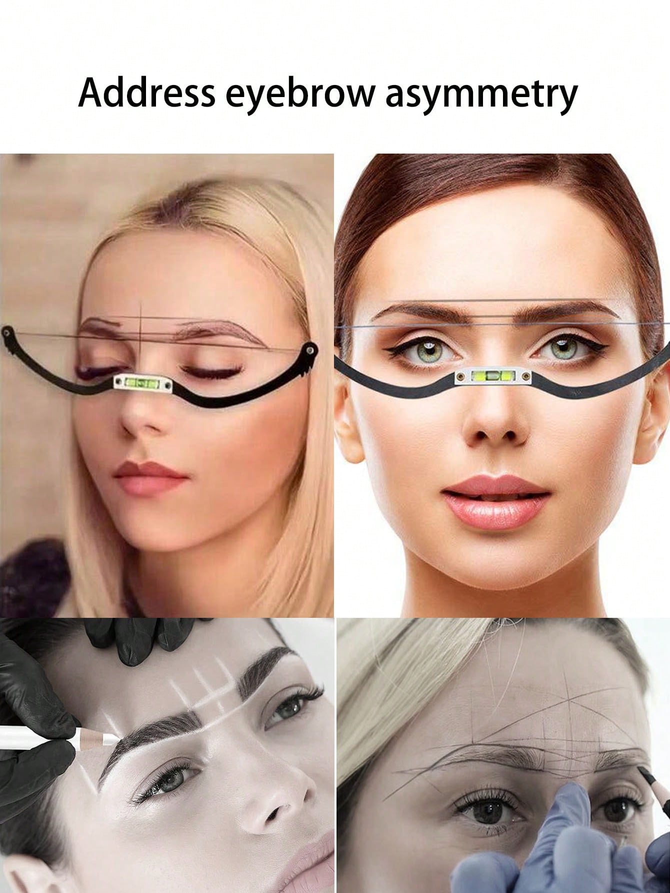 1pc Embroidered Eyebrow Ruler, Horizontal Design, Eyebrow Shaping Template, Symmetrical Eyebrow Template Tool, With Level, Essential Tool For Beauticians