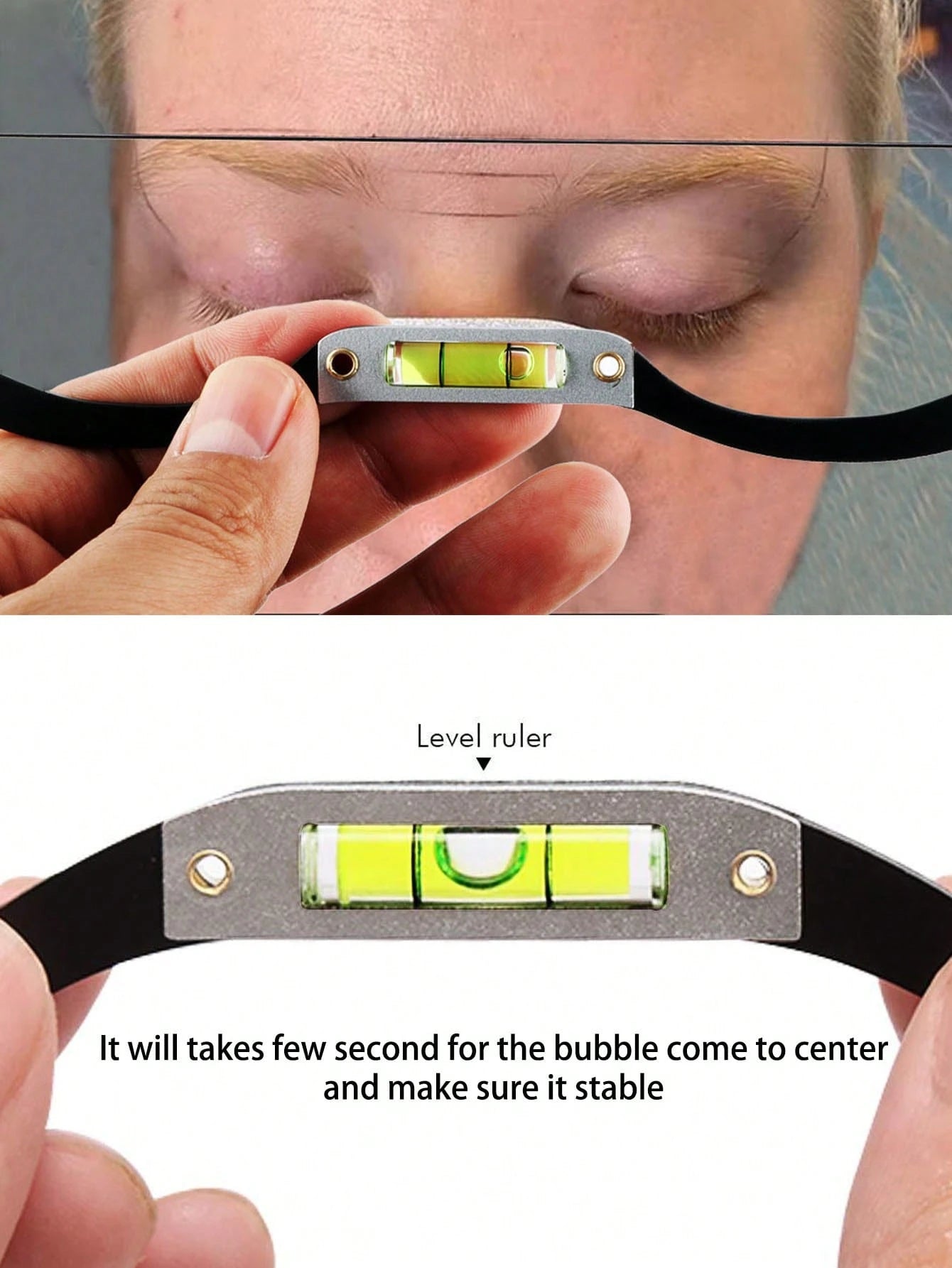 1pc Embroidered Eyebrow Ruler, Horizontal Design, Eyebrow Shaping Template, Symmetrical Eyebrow Template Tool, With Level, Essential Tool For Beauticians