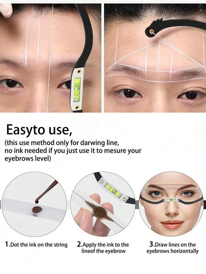 1pc Embroidered Eyebrow Ruler, Horizontal Design, Eyebrow Shaping Template, Symmetrical Eyebrow Template Tool, With Level, Essential Tool For Beauticians