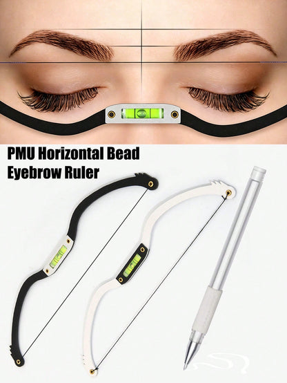 1pc Embroidered Eyebrow Ruler, Horizontal Design, Eyebrow Shaping Template, Symmetrical Eyebrow Template Tool, With Level, Essential Tool For Beauticians