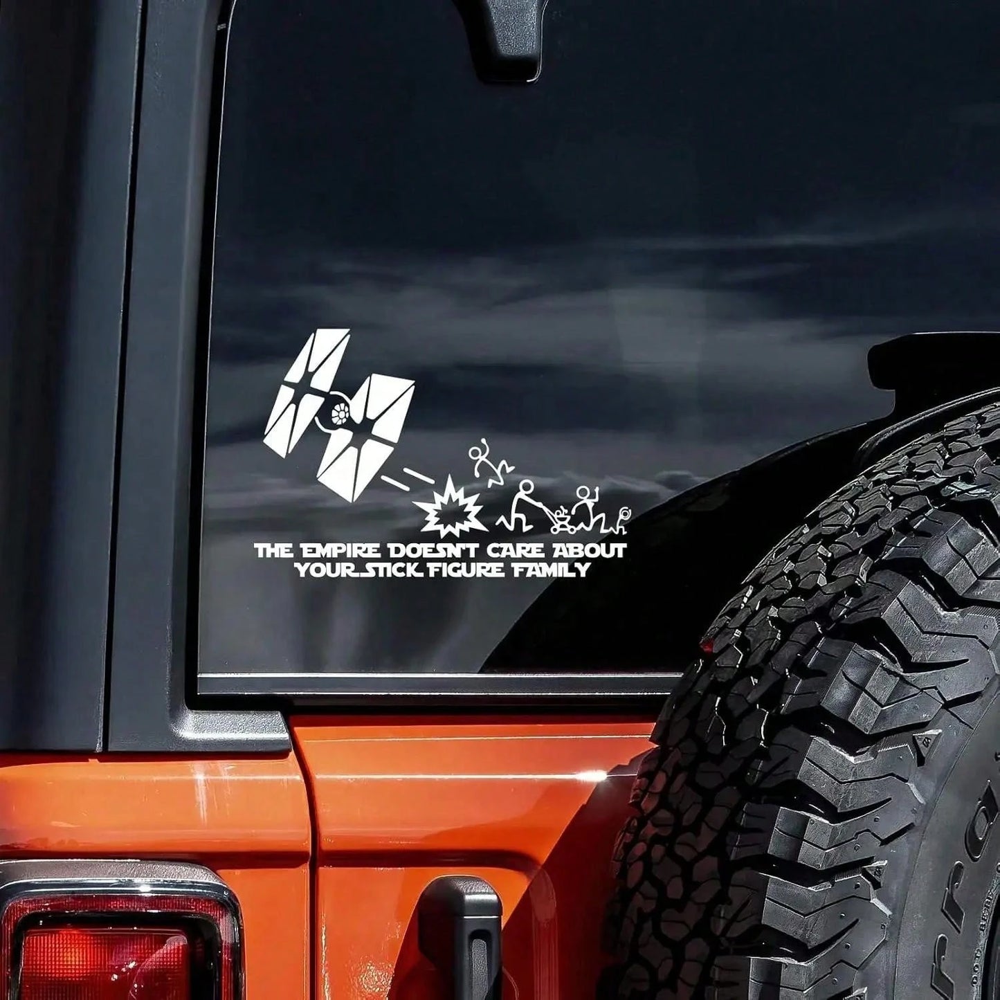 1pc Empire Doesn't Care About Stick Figure Family Decal Vinyl Sticker Waterproof Car Truck Window Wall Laptop Decorative Sticker