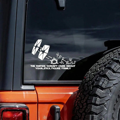 1pc Empire Doesn't Care About Stick Figure Family Decal Vinyl Sticker Waterproof Car Truck Window Wall Laptop Decorative Sticker