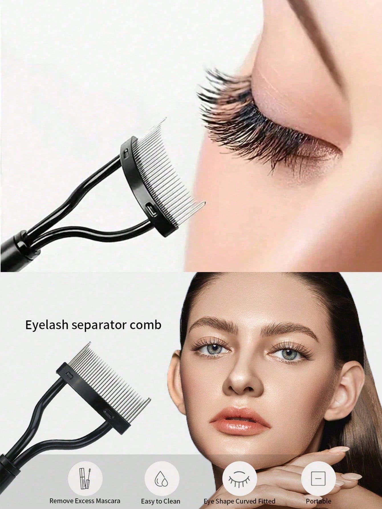 1pc Eyelash Comb,Eyelash Separator,Steel Needle Eyelash Comb,Stainless Steel Fine-Tooth Comb,Eyelash Comb For Separating And Grooming Lashes,Eyeshadow Brush,False Eyelash,Bathroom Accessories,Holiday