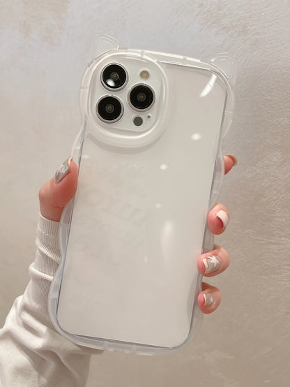 1PC Fashionable Cat Ear Wave Shape Protective Thick Transparent TPU Material Phone Case Compatible With IPhone 7/8/7Plus/8Plus/X/XS/XR/XSMax/11/11Pro/11ProMax/12/12Pro/12ProMax/13/13Pro/13ProMax/14/14