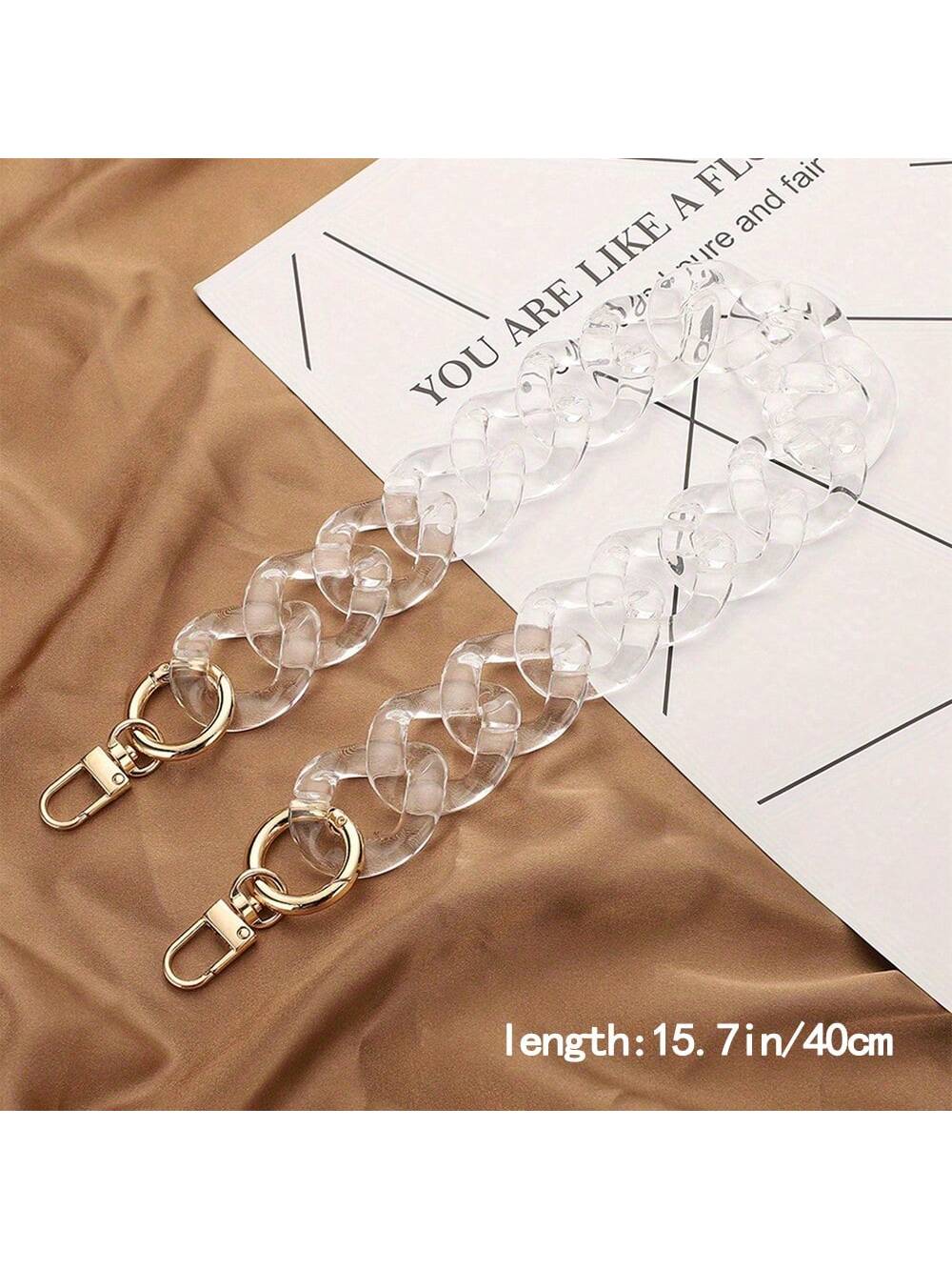 1pc Fashionable Detachable Glossy & Matte Acrylic Chain For Handbag, Wallet, Purse DIY Decor, Available In 40cm, 60cm, 80cm And 1m Lengths