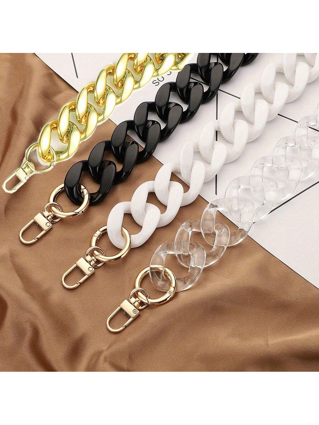 1pc Fashionable Detachable Glossy & Matte Acrylic Chain For Handbag, Wallet, Purse DIY Decor, Available In 40cm, 60cm, 80cm And 1m Lengths