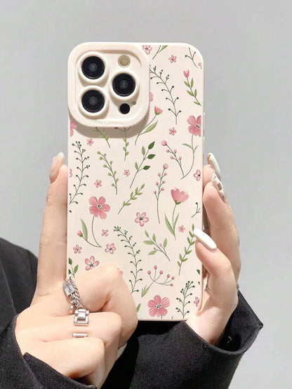1pc Fashionable Floral Pattern Shockproof Phone Case, Suitable For IPhone 16/11/16 Pro/16 Plus/16 Pro Max/16 E/15 Pro Max/13/14/12/XS/XR/7G/8P, Galaxy S25/S25 Plus/S25 Ultra/A16/A36/A26/A56/A50/A12/A3