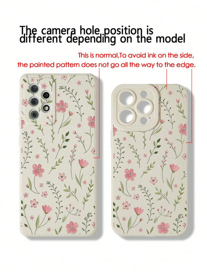 1pc Fashionable Floral Pattern Shockproof Phone Case, Suitable For IPhone 16/11/16 Pro/16 Plus/16 Pro Max/16 E/15 Pro Max/13/14/12/XS/XR/7G/8P, Galaxy S25/S25 Plus/S25 Ultra/A16/A36/A26/A56/A50/A12/A3