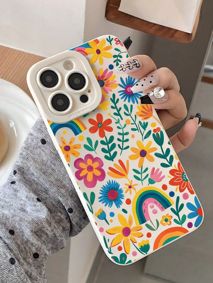 1pc Fashionable Floral Pattern Shockproof Phone Case, Suitable For IPhone 16/11/16 Pro/16 Plus/16 Pro Max/16 E/15 Pro Max/13/14/12/XS/XR/7G/8P, Galaxy S25/S25 Plus/S25 Ultra/A16/A36/A26/A56/A50/A12/A3