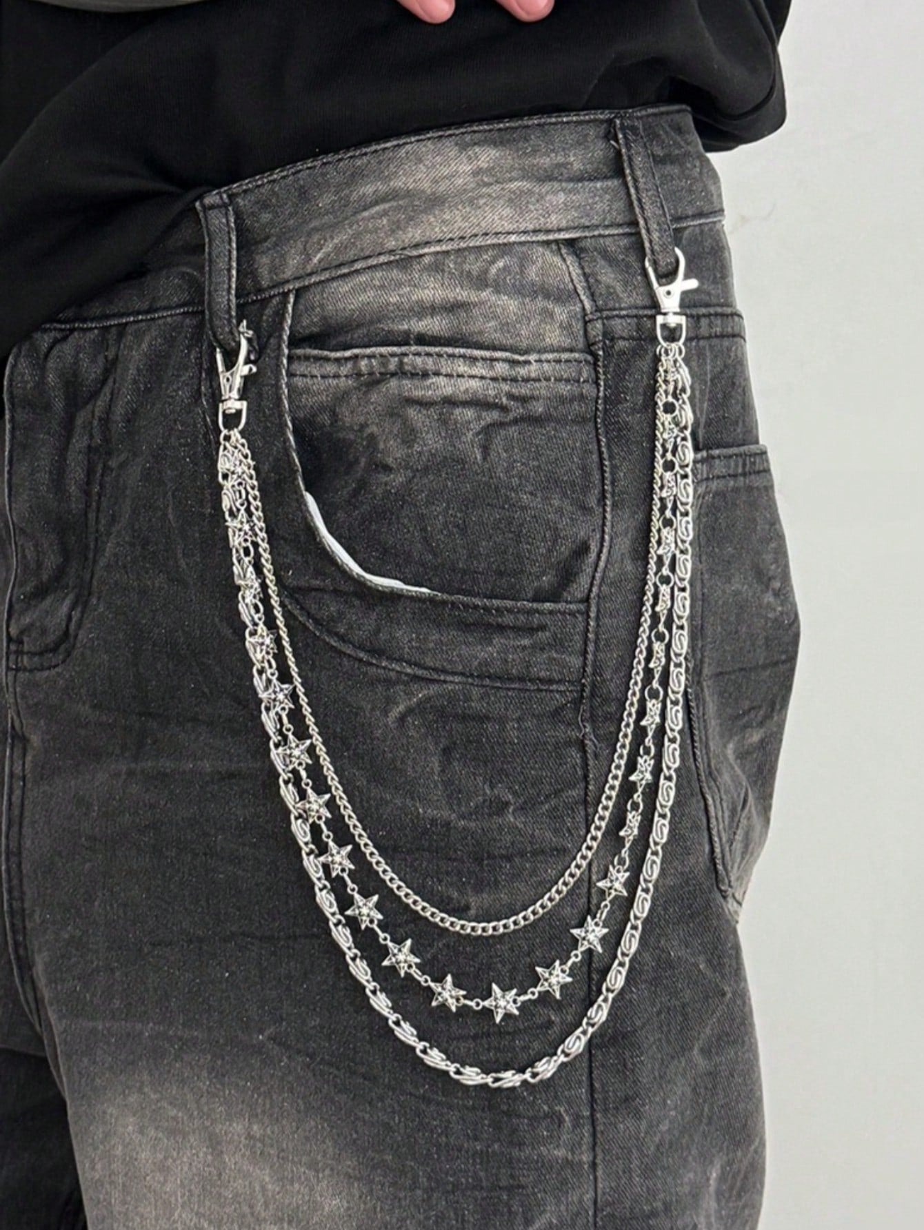 1pc Fashionable Punk Style Star Waist Chain, Multi-Layer Geometric Metal Chain Waist Belt, Suitable For Pants Decoration, Suitable For Daily Wear, Music Festivals, Parties, Holiday Gifts